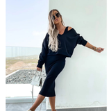 Senna | Set s topom cold-shoulder i midi suknjom