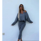 Senna | Set s topom cold-shoulder i midi suknjom