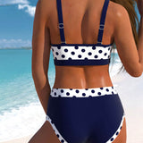 Liesbeth - Bikinij s visokim strukom i točkicama s patchwork dizajnom