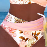 Bikini s kontrastnim cvjetnim uzorkom i prorezom