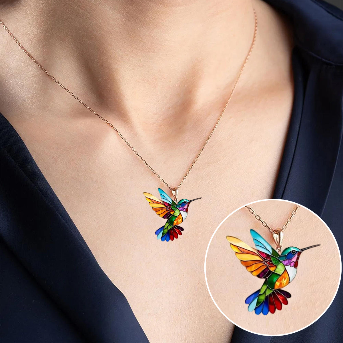 Eha - Prekrasna Ogrlica s Kolibri Motifom