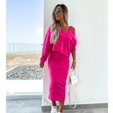 Senna | Set s topom cold-shoulder i midi suknjom