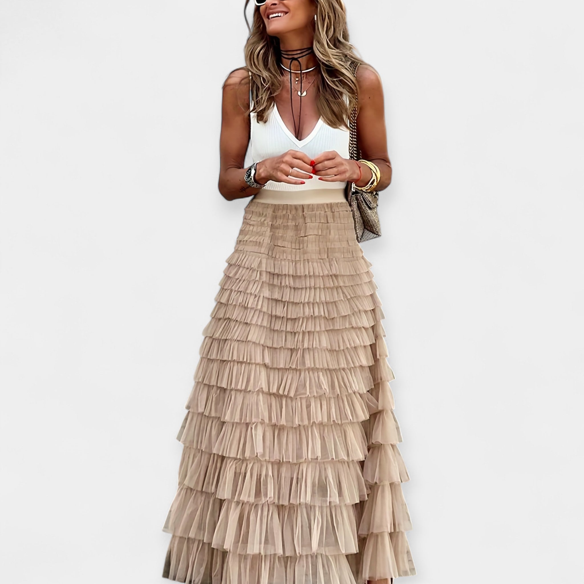 Boho suknja s mrežastim detaljima