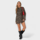 Júlia - Haljina s leopard printom i širokim rukavima