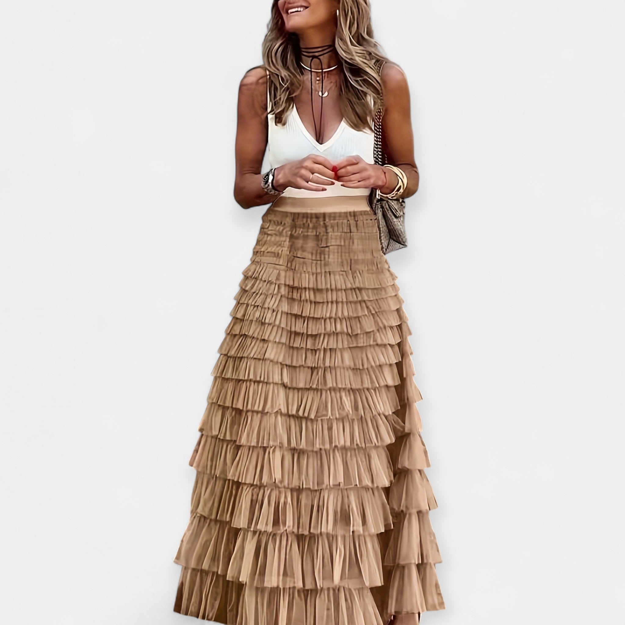 Boho suknja s mrežastim detaljima