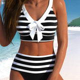 Laluna® | Prugasti bikini s visokim strukom