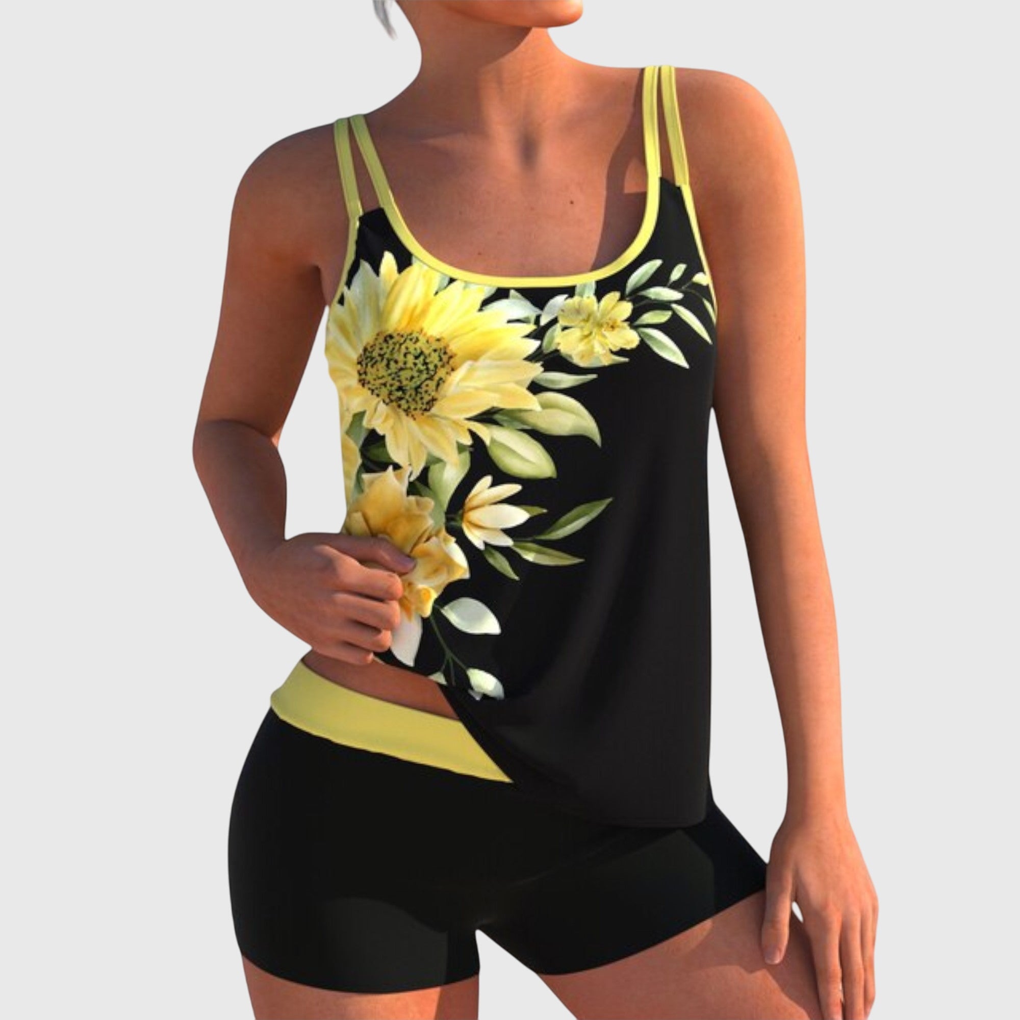 Flor – Cvjetni tankini s kratkim hlačama, efekt ravnog trbuha