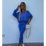 Senna | Set s topom cold-shoulder i midi suknjom
