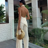 Arielle | Plisirani komplet s halter topom i hlačama