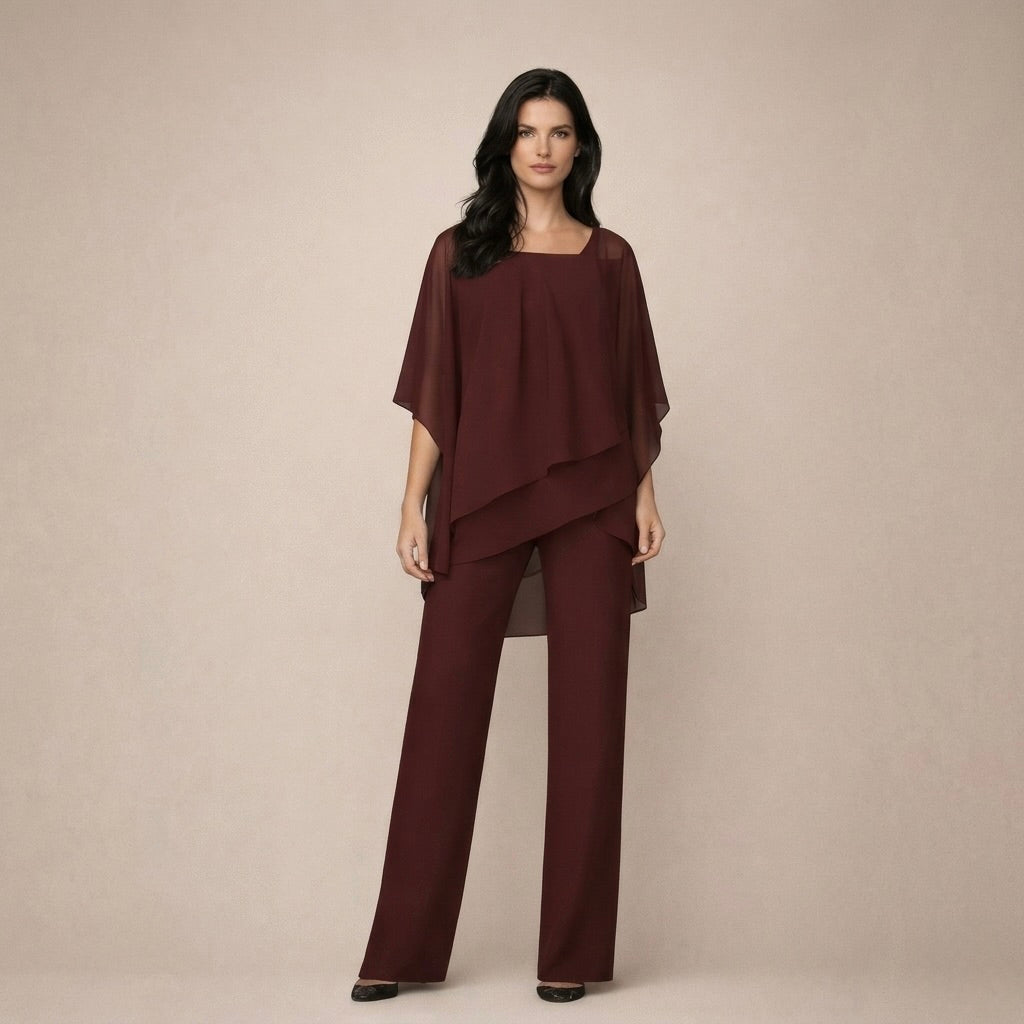 Lina | Elegantan Komplet s Višeslojnim Bluzom