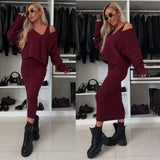 Senna | Set s topom cold-shoulder i midi suknjom