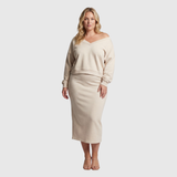Senna | Set s topom cold-shoulder i midi suknjom