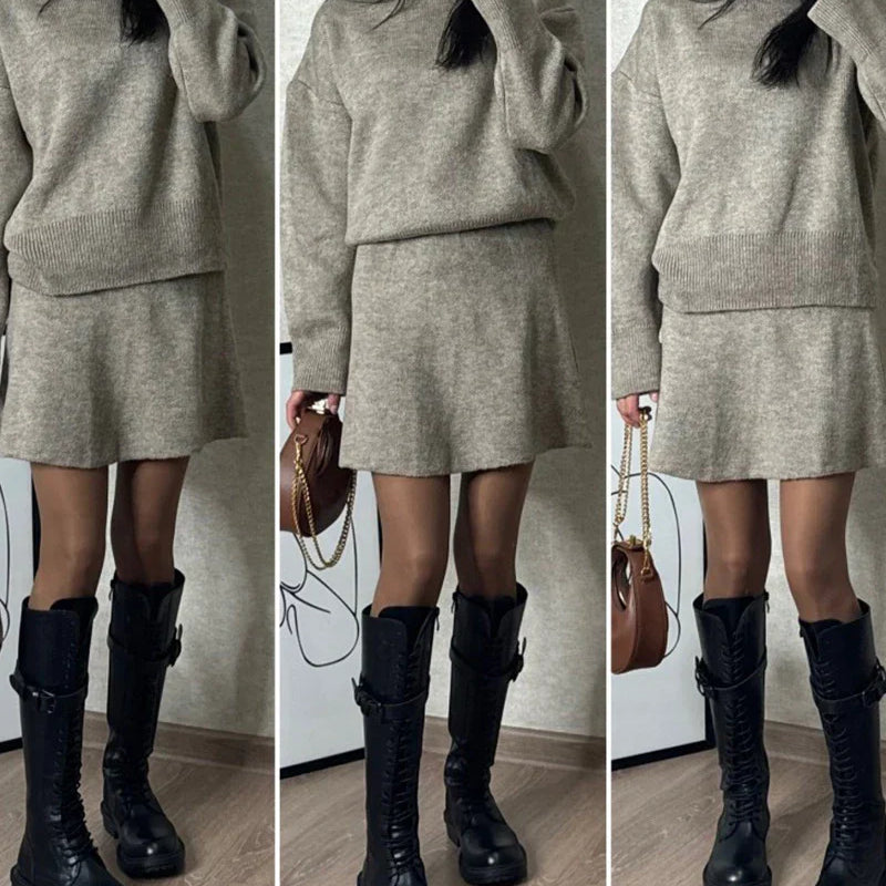 Velara - Pleteni Set - Oversize Pulover + Minica