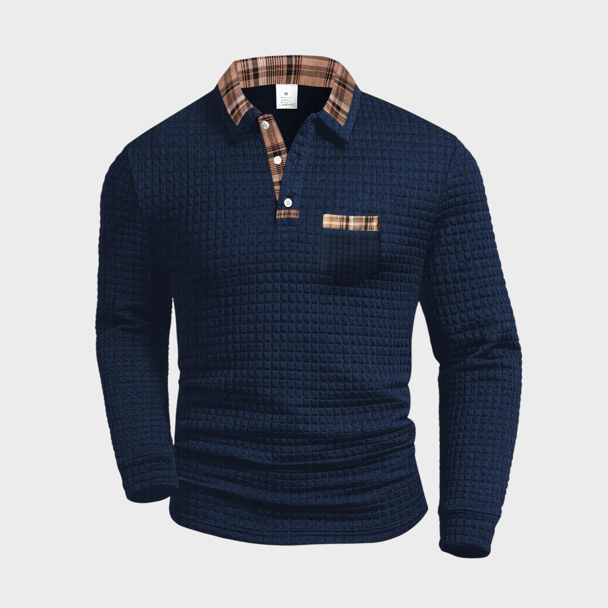 György | Elegant Men's Sweater with Checkered Collar