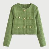 Zeleni tweed komplet s gumbima u obliku srca