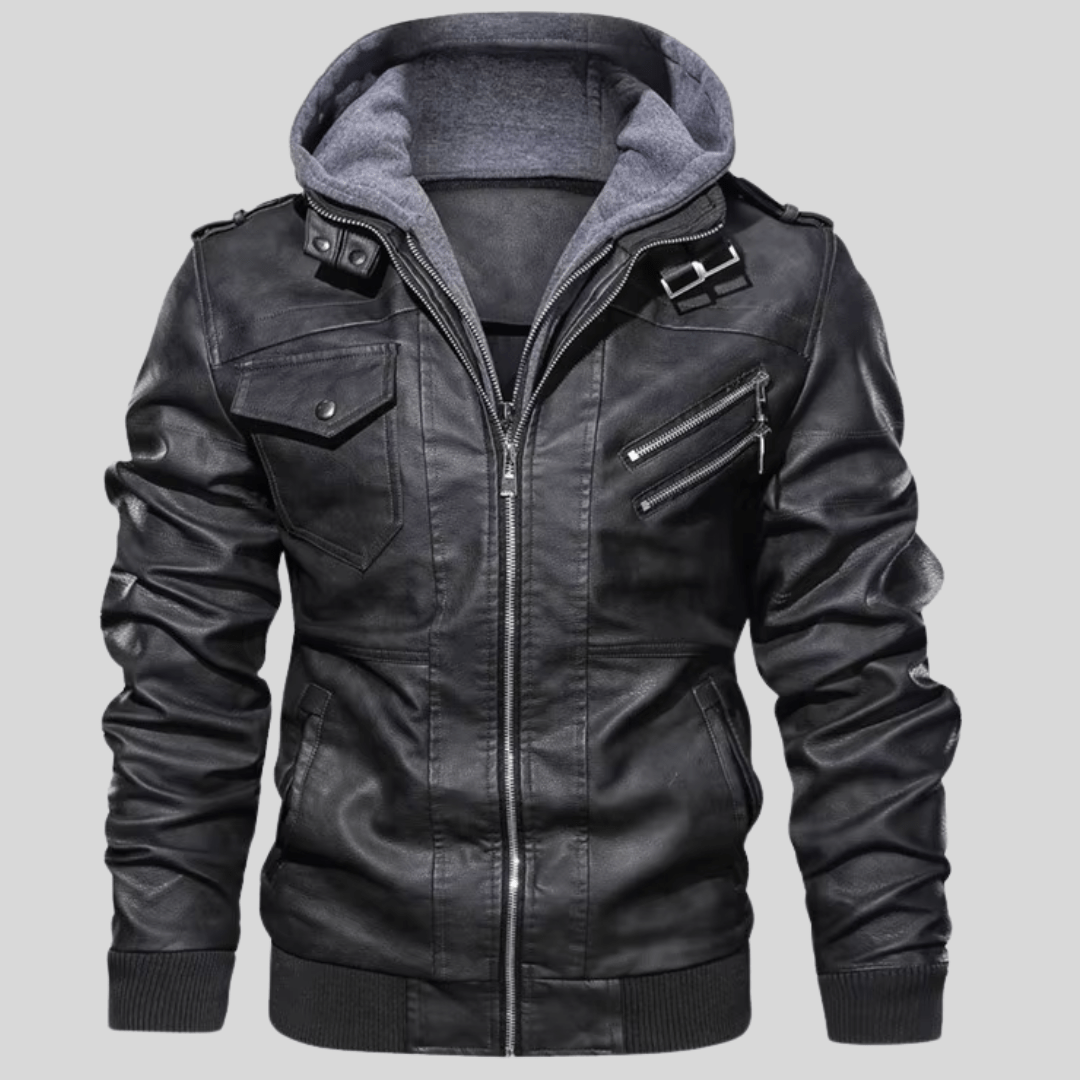 Barry - Kožna jakna s uklonjivom kapuljačom