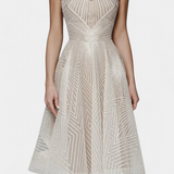 Dragana Long Dress with Embroidery and A-Line Cut