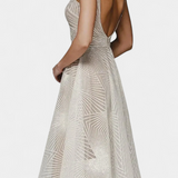 Dragana Long Dress with Embroidery and A-Line Cut