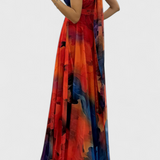 Antonija – Cvjetna maxi haljina od šifona s halter ovratom