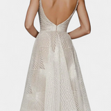 Dragana Long Dress with Embroidery and A-Line Cut