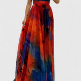 Antonija – Cvjetna maxi haljina od šifona s halter ovratom