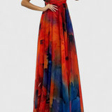 Antonija – Cvjetna maxi haljina od šifona s halter ovratom