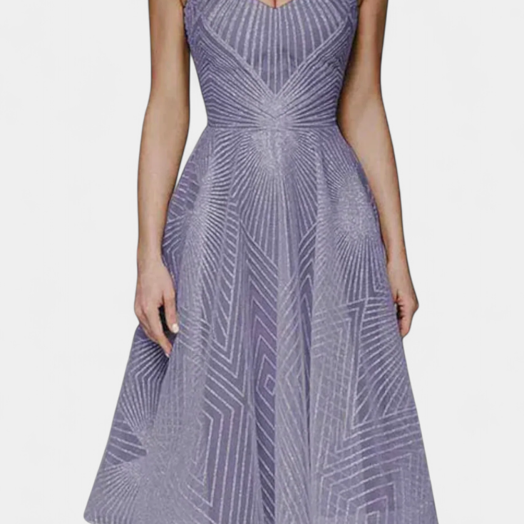 Dragana Long Dress with Embroidery and A-Line Cut