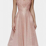 Dragana Long Dress with Embroidery and A-Line Cut