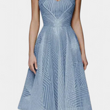 Dragana Long Dress with Embroidery and A-Line Cut