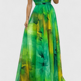 Antonija – Cvjetna maxi haljina od šifona s halter ovratom