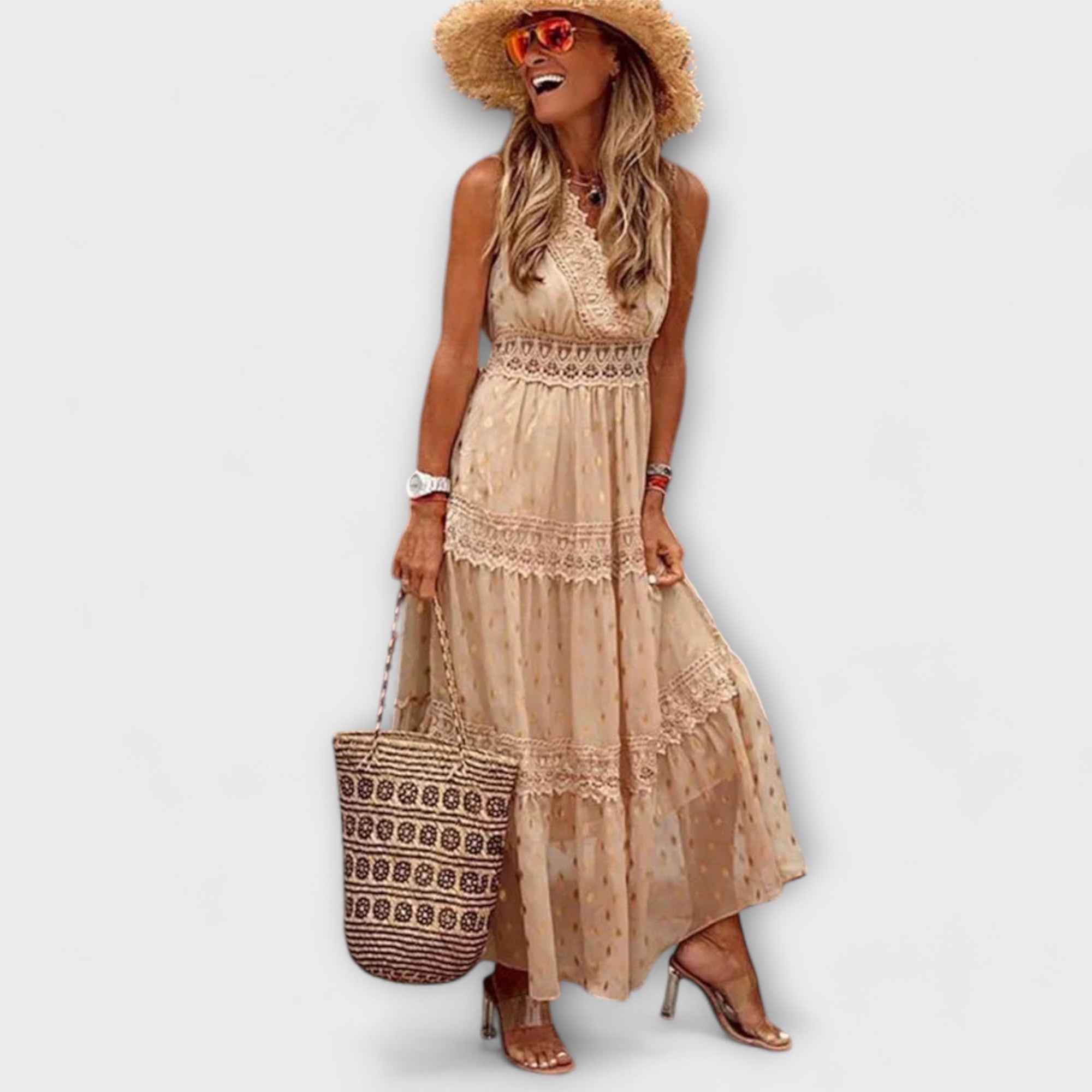 Lola - Boho Dugačka Haljina s Čipkom